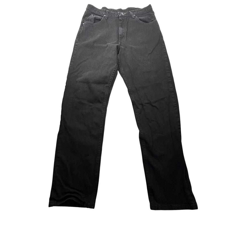 Wrangler Black Jeans Mens 32x33 Straight Fit Stretch Denim (Tagged 34x34)